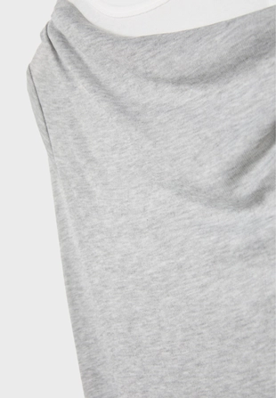 Grey melange|2609/700 - Stradivarius Асимметричная двойная футболка