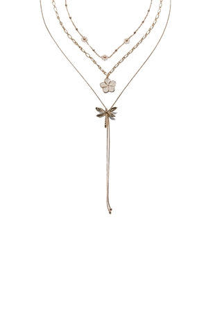 Набор из 3 колье с подвесками в виде цветка и стрекозы- Заказать в России