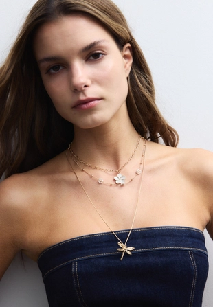 Набор из 3 колье с подвесками в виде цветка и стрекозы- Заказать в России