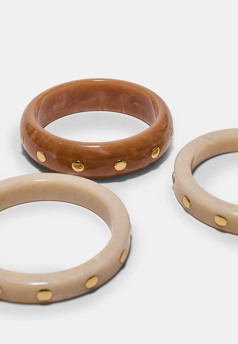 Набор из 3 жестких браслетов с шипами