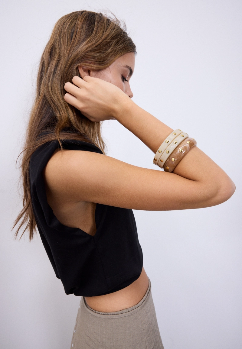 Набор из 3 жестких браслетов с шипами