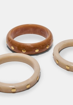 Набор из 3 жестких браслетов с шипами- Заказать в России