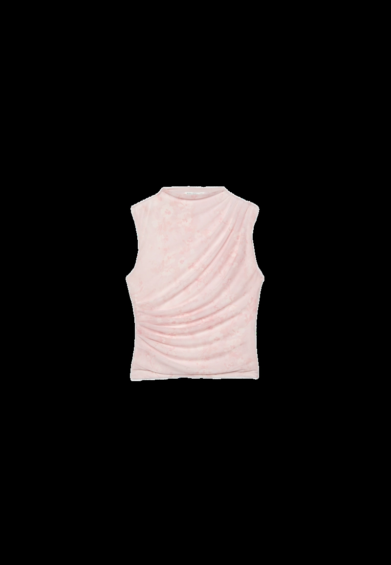 Футболка из присборенной полупрозрачной ткани