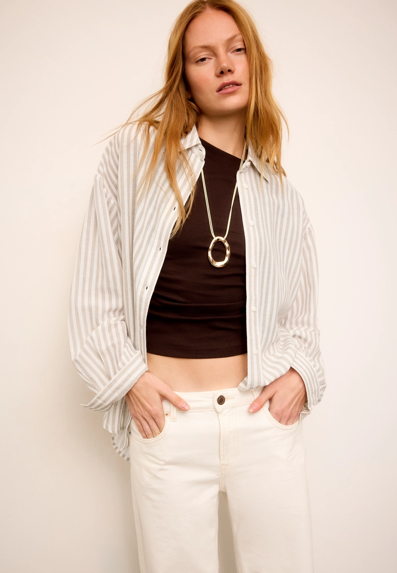 Рубашка под льняной эффект