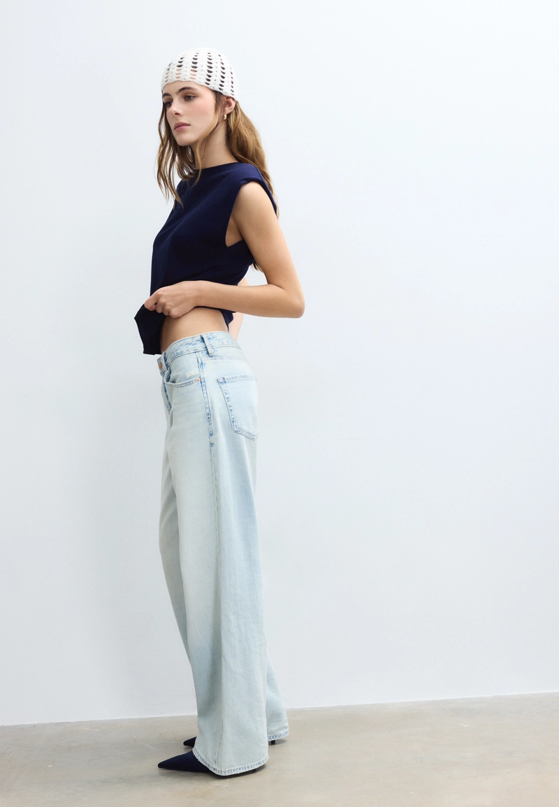 Джинсы D91 с низкой посадкой и широкими штанинами