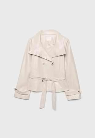 Купить Stradivarius Тренч из искусственной кожи с высоким воротником