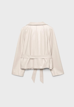 Ecru|1712/855 - Stradivarius Тренч из искусственной кожи с высоким воротником