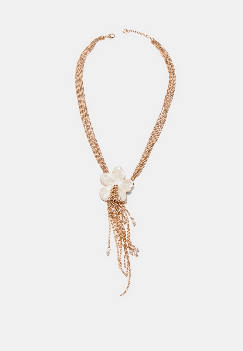 Колье-лариат с эмалированным цветком