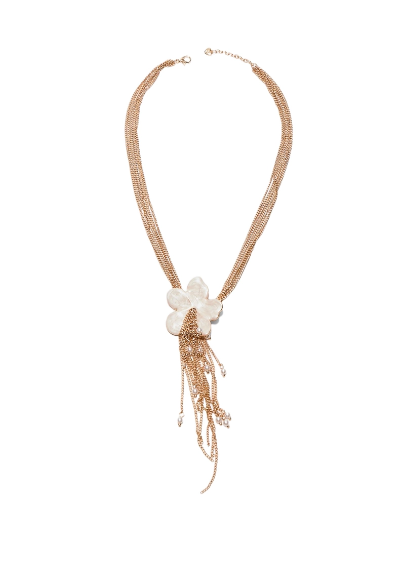 Колье-лариат с эмалированным цветком