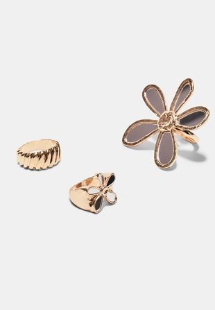 Набор из 3 колец с цветком, эффект стекла- Заказать в России