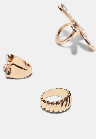 Набор из 3 колец с цветком, эффект стекла- Заказать в России