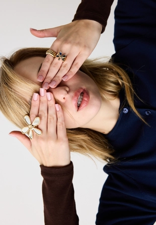 Набор из 3 колец с цветком, эффект стекла- Заказать в России