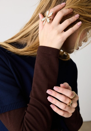 Набор из 3 колец с цветком, эффект стекла- Заказать в России