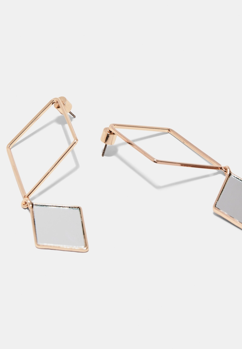 Серьги-ромбы с зеркальным эффектом