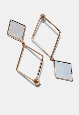 Серьги-ромбы с зеркальным эффектом- Заказать в России