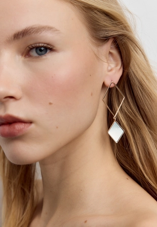 Серьги-ромбы с зеркальным эффектом- Заказать в России