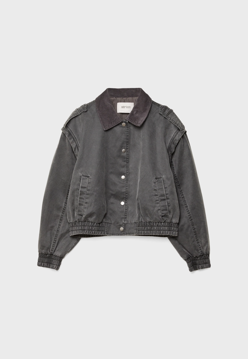 Укороченная куртка с эффектом потертости