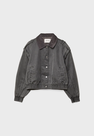 Укороченная куртка с эффектом потертости- Заказать в России