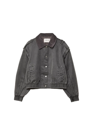 Укороченная куртка с эффектом потертости- Заказать в России