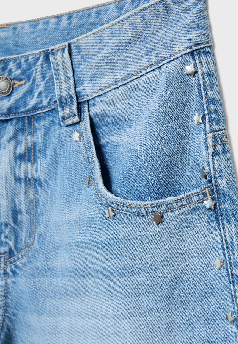 Джинсы супер свободного кроя с боковыми звездами