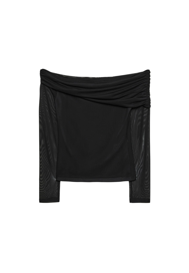 Асимметричная футболка из полупрозрачной ткани