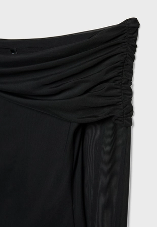 Асимметричная футболка из полупрозрачной ткани- Заказать в России