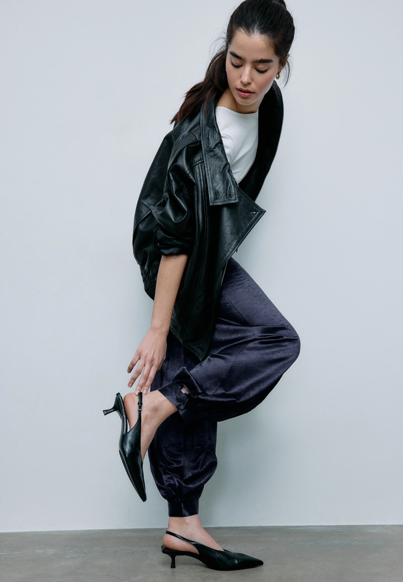 Атласные брюки-баллоны