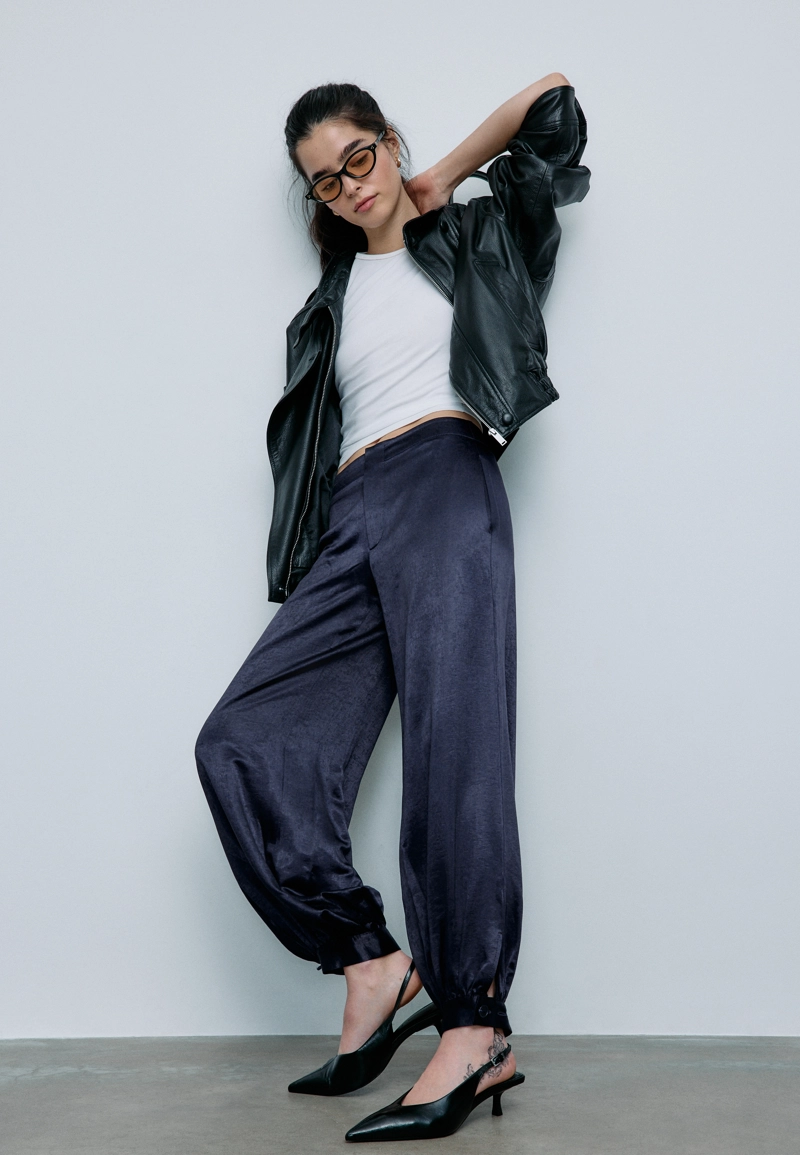 Атласные брюки-баллоны