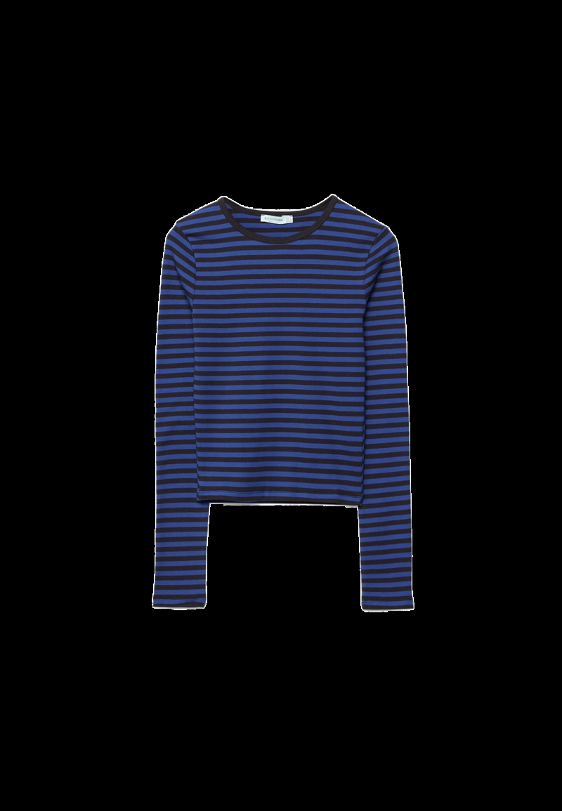 Базовая футболка из хлопка в полоску с длинными рукавами