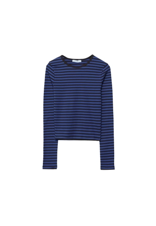 Базовая футболка из хлопка в полоску с длинными рукавами- Заказать в России