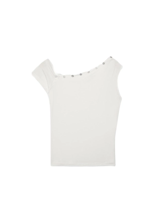 Асимметричная футболка на пуговицах- Заказать в России