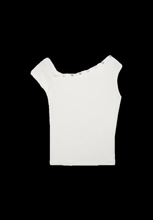 Асимметричная футболка на пуговицах- Заказать в России