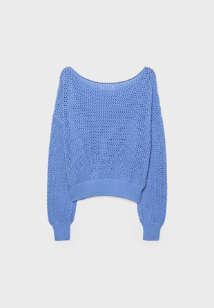 Вязаный джемпер в сетку с вырезом-лодочкой- Заказать в России