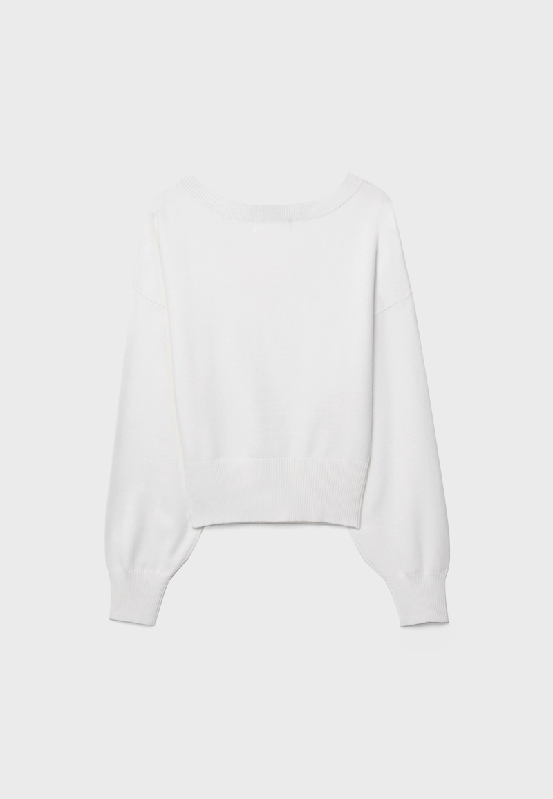 Свитер с V-образным вырезом и рукавами «летучая мышь»