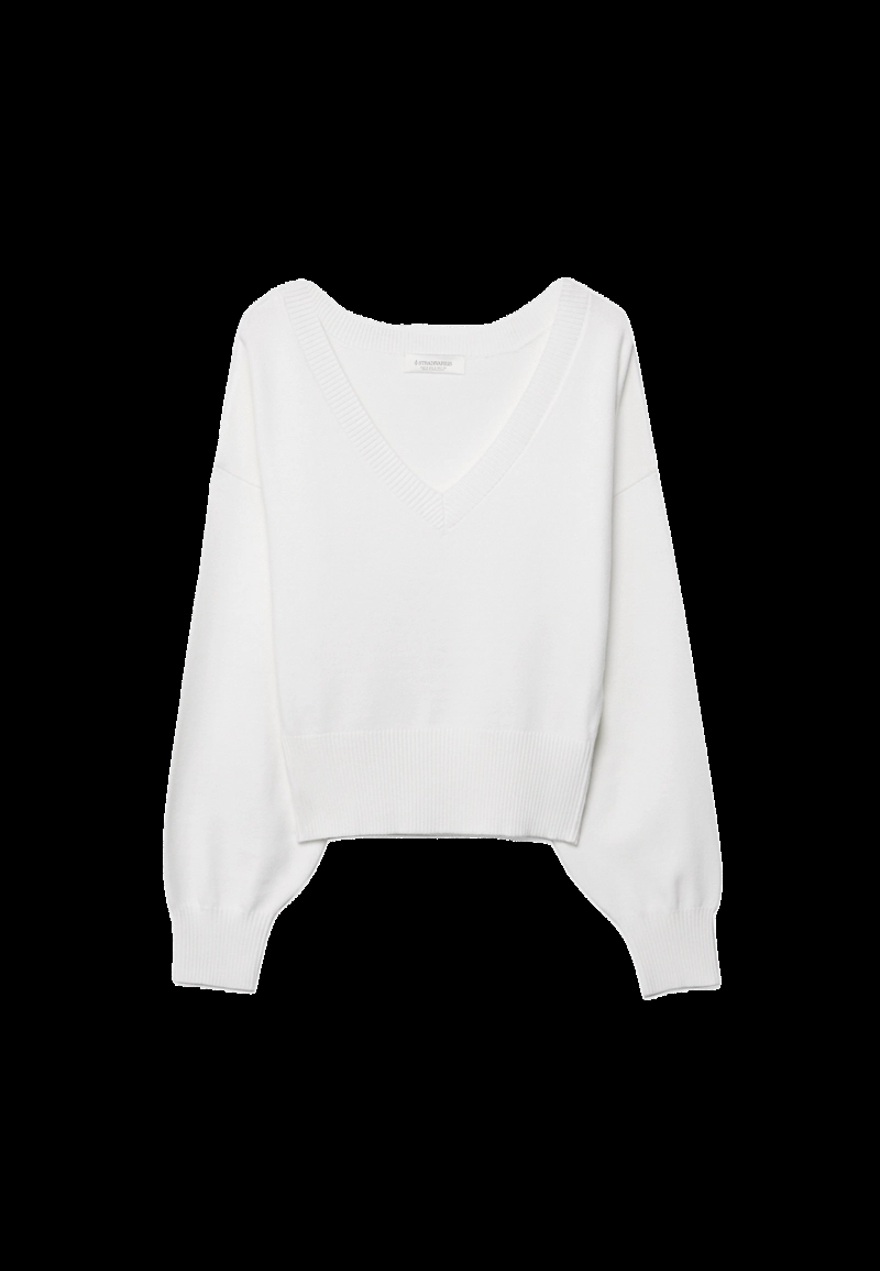 Свитер с V-образным вырезом и рукавами «летучая мышь»