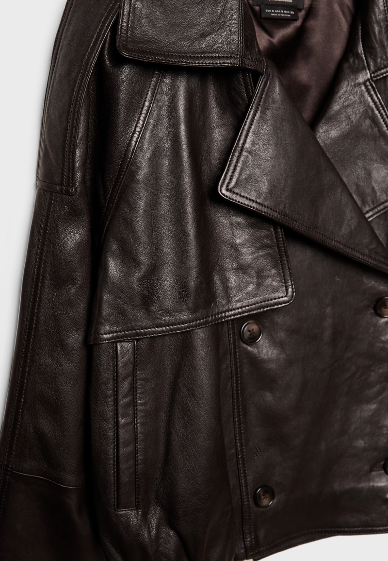 Кожаный тренч оверсайз