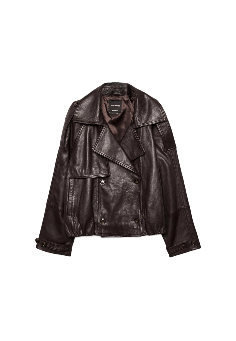 Кожаный тренч оверсайз