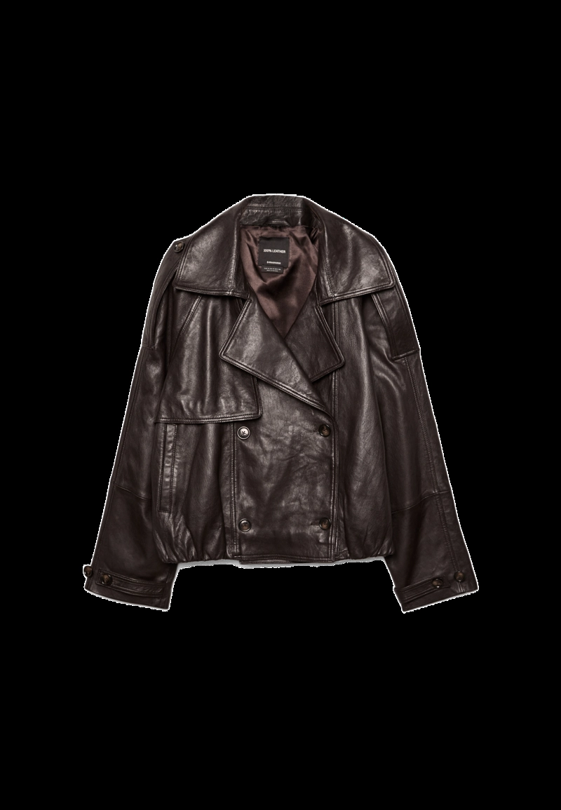 Кожаный тренч оверсайз