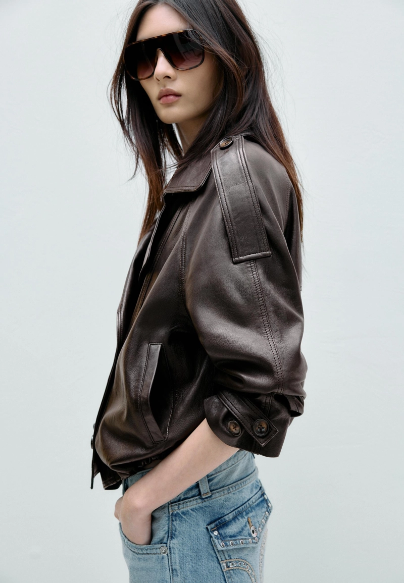 Кожаный тренч оверсайз