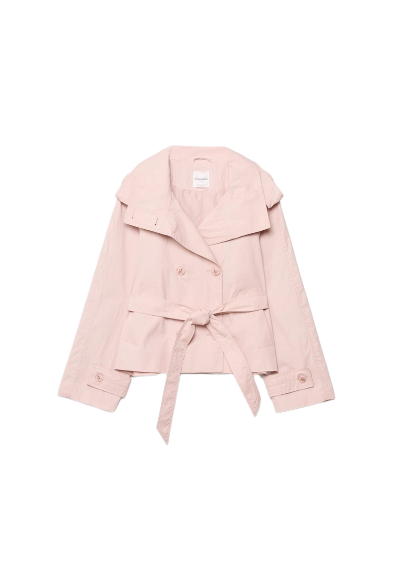 Тренч с высоким воротом и поясом