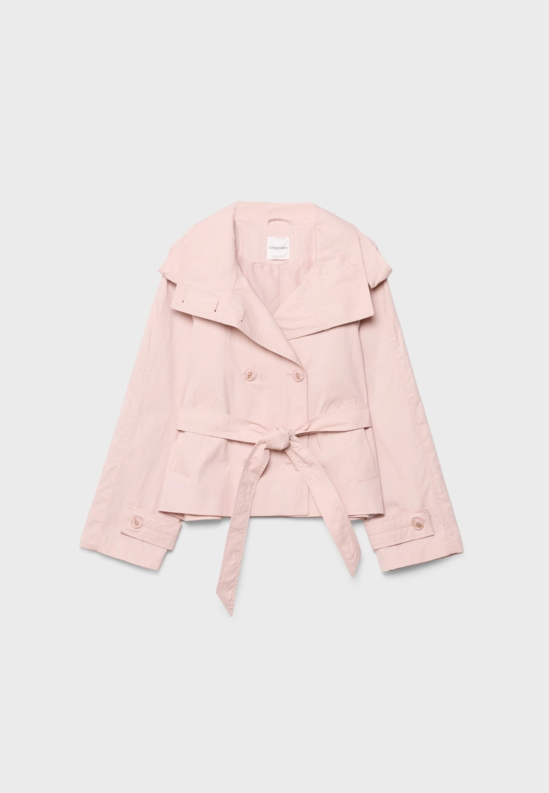 Тренч с высоким воротом и поясом