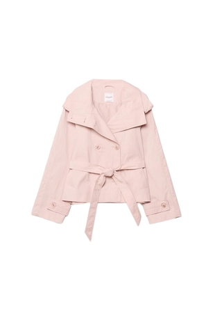 Тренч с высоким воротом и поясом- Заказать в России