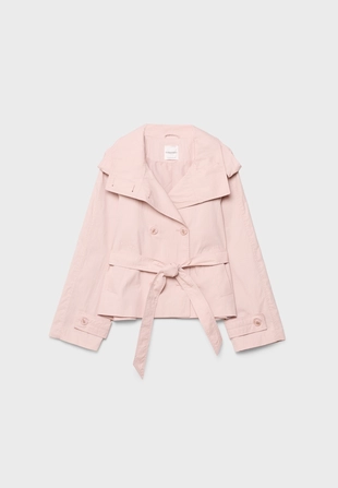 Тренч с высоким воротом и поясом- Заказать в России