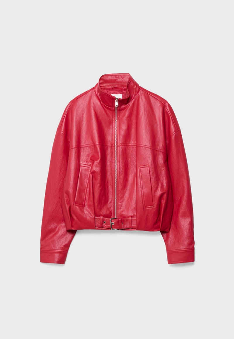 Куртка-баллон с поясом из искусственной кожи