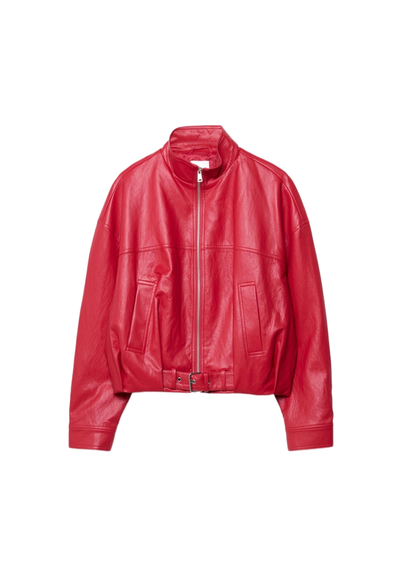 Куртка-баллон с поясом из искусственной кожи