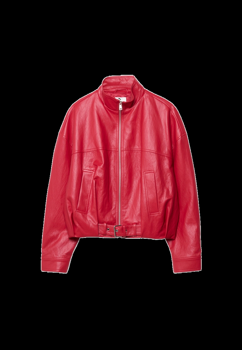 Куртка-баллон с поясом из искусственной кожи