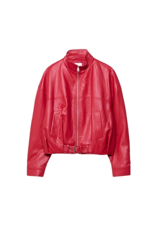 Куртка-баллон с поясом из искусственной кожи- Заказать в России