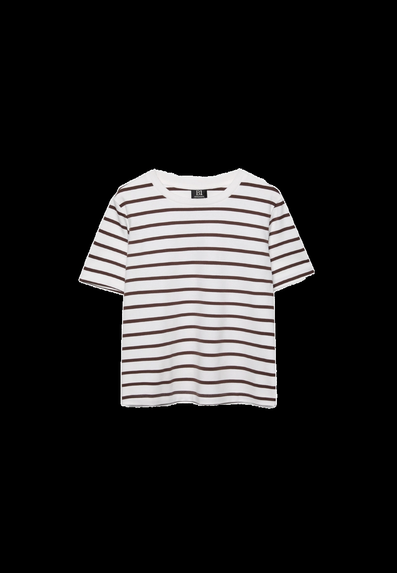 Базовая футболка классического кроя из плотной ткани в полоску