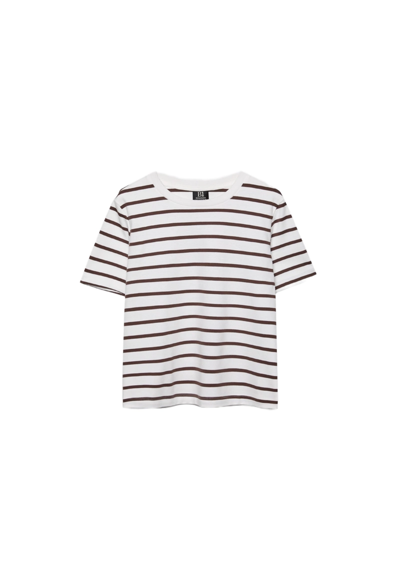 Базовая футболка классического кроя из плотной ткани в полоску