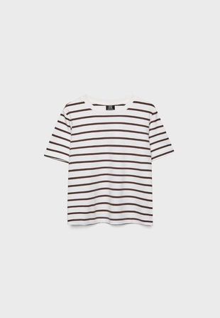 Базовая футболка классического кроя из плотной ткани в полоску- Заказать в России